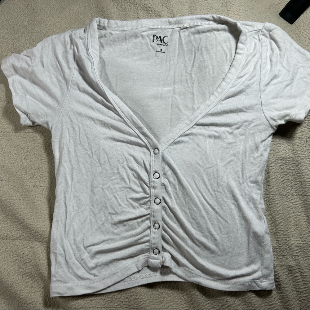 PacSun White Button-Up Crop Top